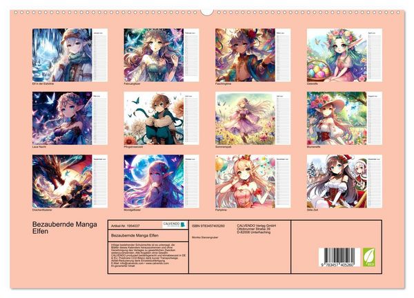 Produktbild: Bezaubernde Manga Elfen (hochwertiger Premium Wandkalender 2026 DIN A2 quer), Kunstdruck in Hochglanz