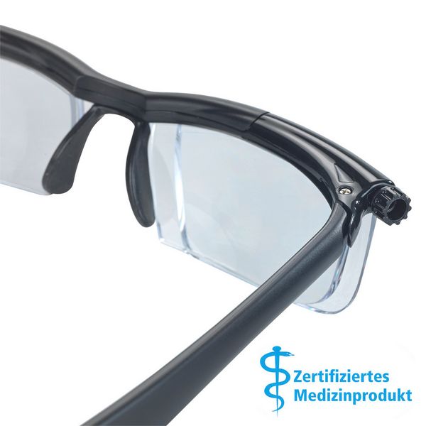 Produktbild: Seeplus Zoom Lesebrille, schwarz, einstellbar von +0,5 bis +4 Dioptrien