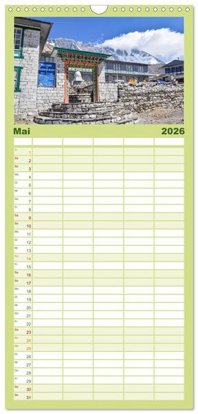 Produktbild: Familienplaner 2026 - Nepal- Trekking durchs Hochgebirge mit 5 Spalten (Wandkalender, 21 x 45 cm) CALVENDO
