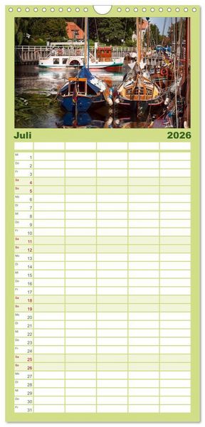 Produktbild: Familienplaner 2026 - Ostfriesland, die alten H&auml;fen - Greetsiel, Neuharlingersiel, Carolinensiel mit 5 Spalten (Wandkalender, 21 x 45 cm) CALVENDO