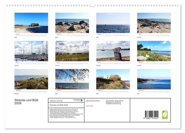 Produktbild: Strande und B&uuml;lk 2026 (hochwertiger Premium Wandkalender 2026 DIN A2 quer), Kunstdruck in Hochglanz