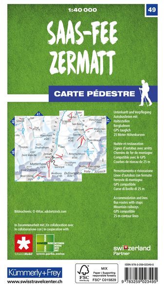 Produktbild: Zermatt - Saas-Fee 49 Wanderkarte 1:40 000 matt laminiert