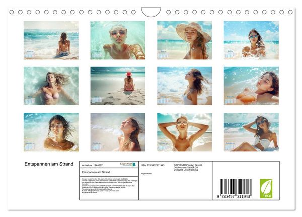 Produktbild: Entspannen am Strand (Wandkalender 2026 DIN A4 quer), CALVENDO Monatskalender
