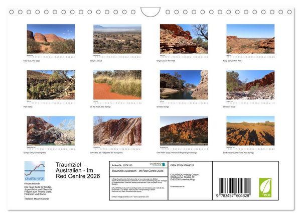 Produktbild: Traumziel Australien - Im Red Centre 2026 (Wandkalender 2026 DIN A4 quer), CALVENDO Monatskalender
