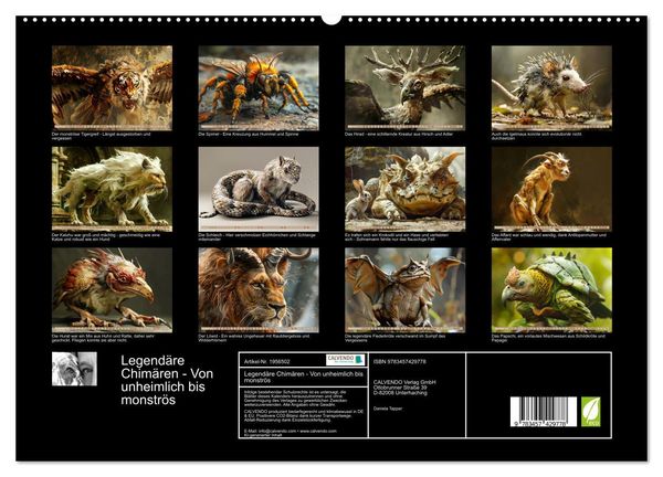 Produktbild: Legend&auml;re Chim&auml;ren - Von unheimlich bis monstr&ouml;s (hochwertiger Premium Wandkalender 2026 DIN A2 quer), Kunstdruck in Hochglanz