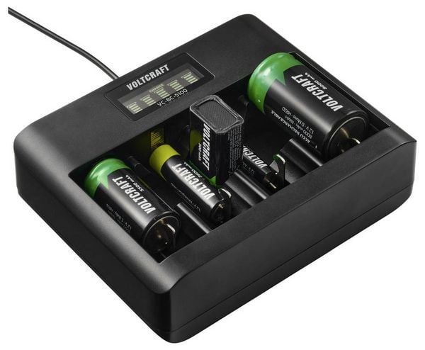Produktbild: VOLTCRAFT VC-BC-5100 Rundzellen-Ladeger&auml;t NiMH, LiIon Mignon (AA), Micro (AAA), Baby (C), Mono (D), 9 V Block