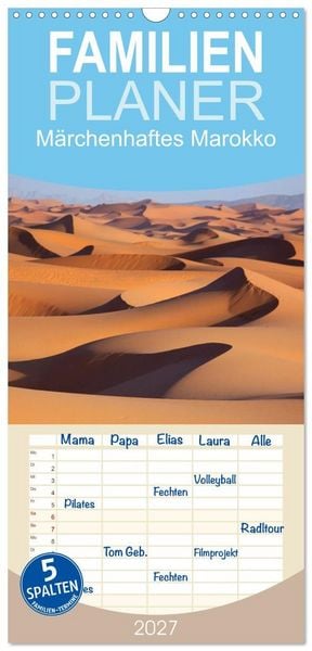Produktbild: Familienplaner 2027 - M&auml;rchenhaftes Marokko mit 5 Spalten (Wandkalender, 21 x 45 cm) CALVENDO