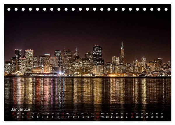 Produktbild: San Francisco Impressionen Tag und Nacht (Tischkalender 2026 DIN A5 quer), CALVENDO Monatskalender