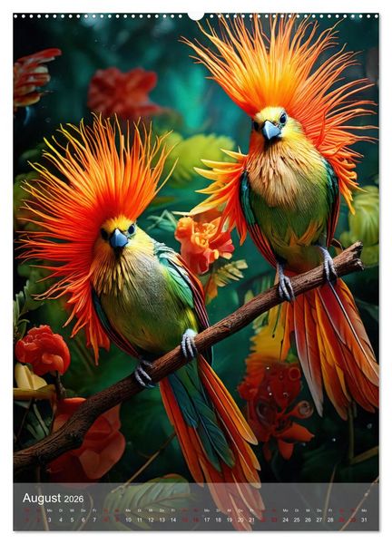 Produktbild: Exotische Harmonie - Paradiesv&ouml;gel und Blumenpracht (Wandkalender 2026 DIN A2 hoch), CALVENDO Monatskalender