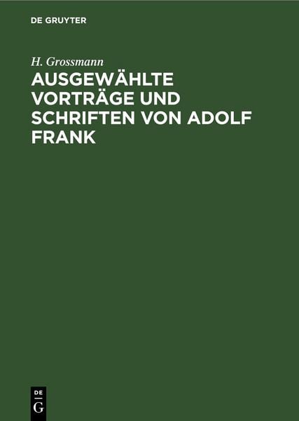 Produktbild: Ausgew&auml;hlte Vortr&auml;ge und Schriften von Adolf Frank