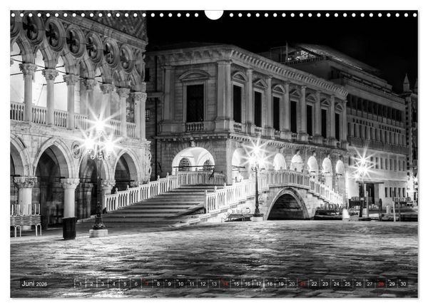 Produktbild: Leuchtendes Venedig &hellip;in monochrom (Wandkalender 2026 DIN A3 quer), CALVENDO Monatskalender