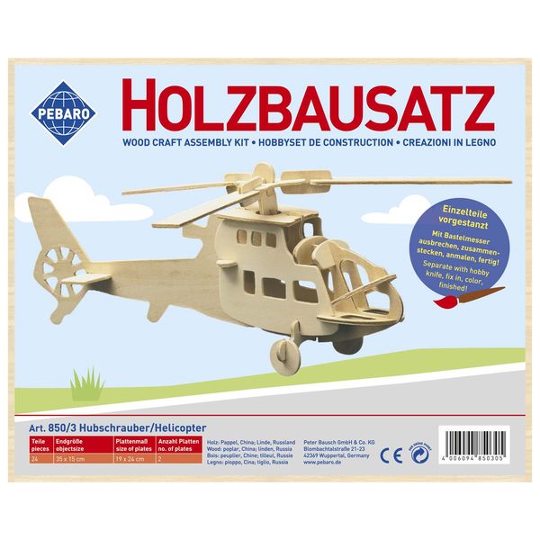 Produktbild: PEBARO 850/3 - Holzbausatz Hubschrauber, 24 Teile, Holzkonstruktion zum Zusammenstecken