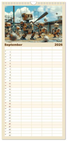 Produktbild: Familienplaner 2026 - Neues aus dem Roboter Sport Club mit 5 Spalten (Wandkalender, 21 x 45 cm) CALVENDO