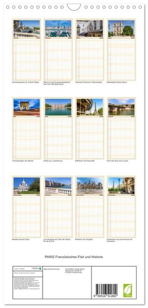 Produktbild: Familienplaner 2026 - PARIS Franz&ouml;sisches Flair und Historie mit 5 Spalten (Wandkalender, 21 x 45 cm) CALVENDO