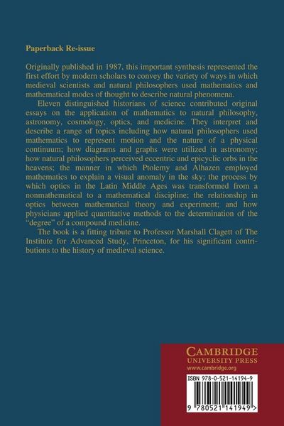 Produktbild: Mathematics and Its Applications to Science and Natural Philosophy in the Middle Ages