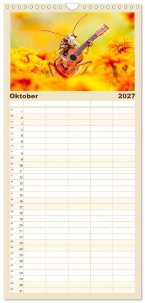 Produktbild: Familienplaner 2027 - Konzert der Natur - Insekten spielen Musikinstrumente mit 5 Spalten (Wandkalender, 21 x 45 cm) CALVENDO