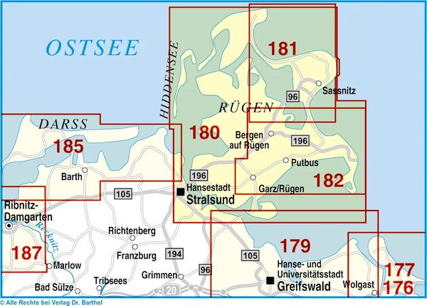 Produktbild: Insel R&uuml;gen Radwander- und Wanderkarte 1 : 50 000