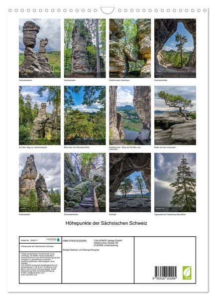 Produktbild: H&ouml;hepunkte der S&auml;chsischen Schweiz (Wandkalender 2026 DIN A3 hoch), CALVENDO Monatskalender