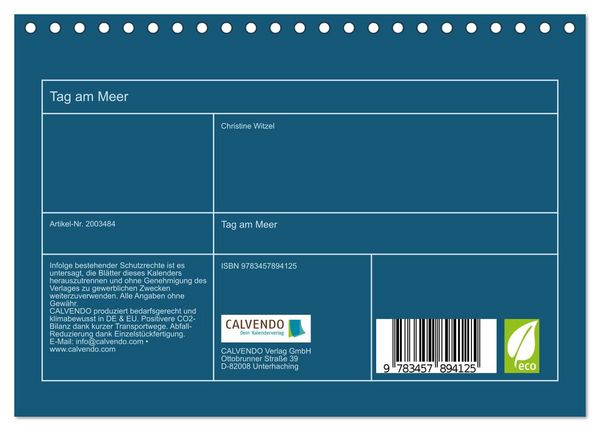 Produktbild: Tag am Meer (Tischkalender 2026 DIN A5 quer), CALVENDO Monatskalender