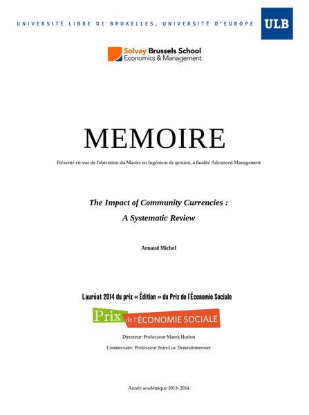Produktbild: The Impact of Community Currencies : A Systematic Review