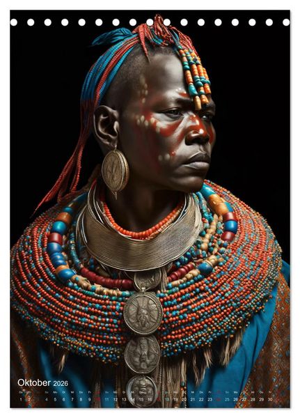 Produktbild: Inspiriert von den Massai, den stolzen Kriegern Afrikas (Tischkalender 2026 DIN A5 hoch), CALVENDO Monatskalender