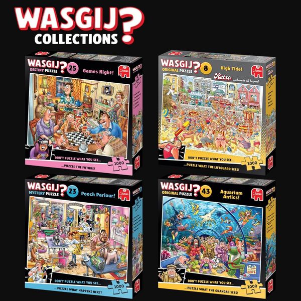Produktbild: Jumbo 1110100594 - Wasgij Destiny 25, Games Night!, Spieleabend, Comic-Puzzle, 1000 Teile