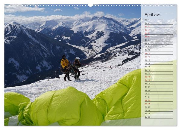 Produktbild: Gleitschirmfliegen in den Tuxer Alpen (hochwertiger Premium Wandkalender 2026 DIN A2 quer), Kunstdruck in Hochglanz