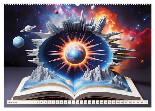 Produktbild: Fantasy-B&uuml;cher Sch&ouml;nheit des Universums (hochwertiger Premium Wandkalender 2026 DIN A2 quer), Kunstdruck in Hochglanz