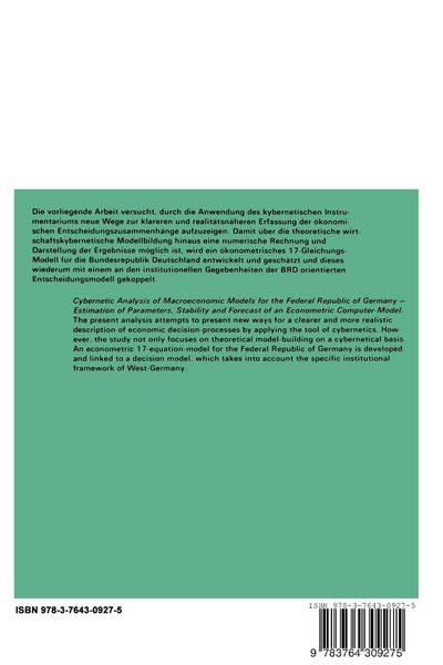 Produktbild: Kybernetische Analyse &ouml;konomischer Makromodelle f&uuml;r die Bundesrepublik Deutschland