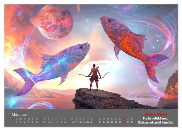 Produktbild: Sternzeichen im Einklang - Aszendent im Jahreshoroskop (Wandkalender 2026 DIN A3 quer), CALVENDO Monatskalender