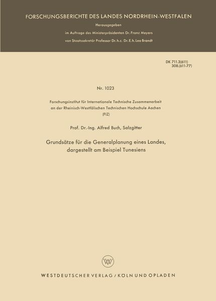 Produktbild: Grunds&auml;tze f&uuml;r die Generalplanung eines Landes, dargestellt am Beispiel Tunesiens