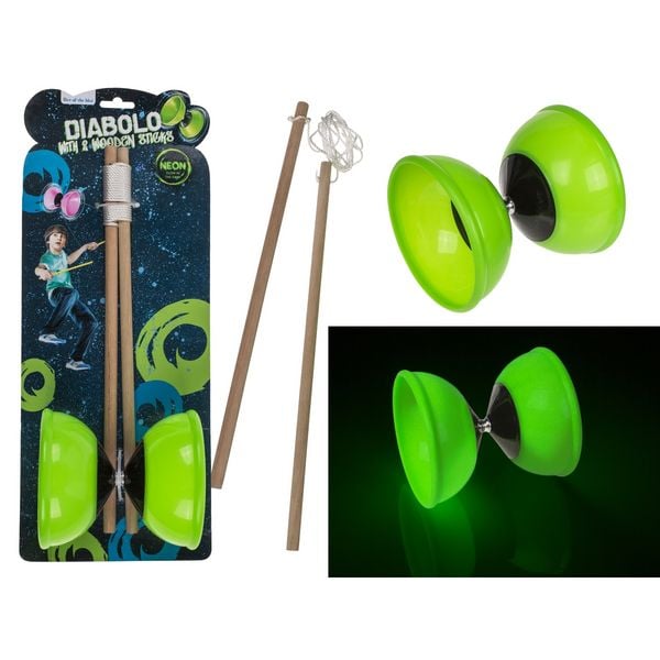 Produktbild: Diabolo mit 2 Holzst&auml;ben Glow in the Dark