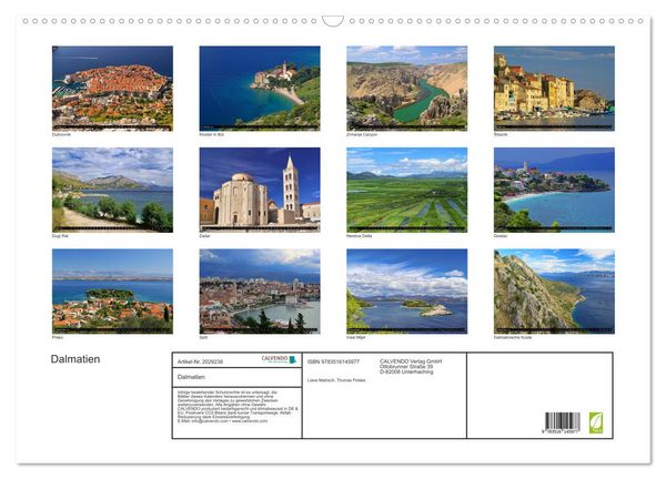 Produktbild: Dalmatien (Wandkalender 2026 DIN A2 quer), CALVENDO Monatskalender