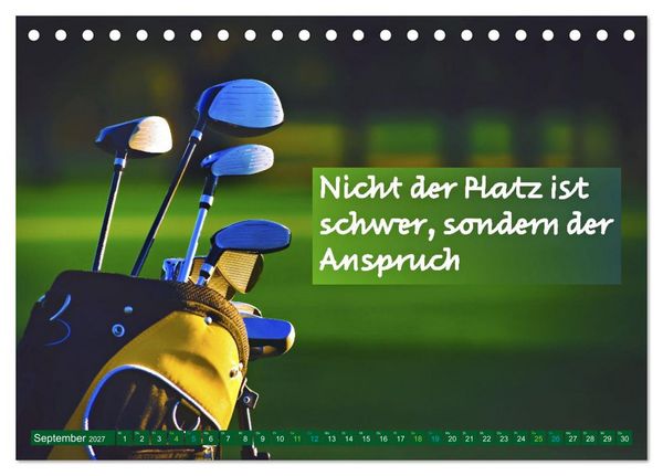 Produktbild: Golf - zwischen Gr&uuml;n und Gedanken (Tischkalender 2027 DIN A5 quer), CALVENDO Monatskalender