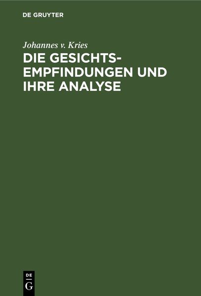 Produktbild: Die Gesichts-Empfindungen und ihre Analyse