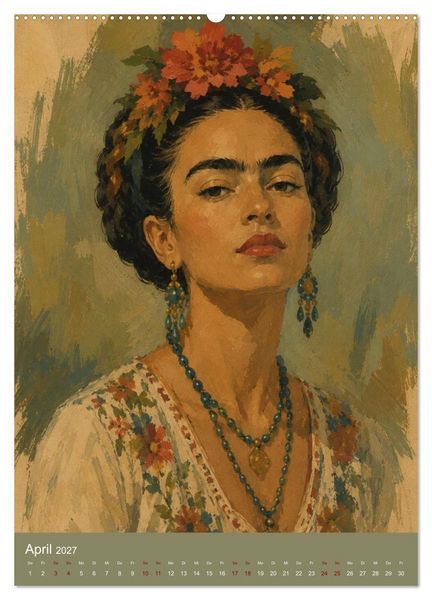 Produktbild: Freude im Haar. Leid im Herzen. Eine Hommage an Frida Kahlo (hochwertiger Premium Wandkalender 2027 DIN A2 hoch), Kunstdruck in Hochglanz