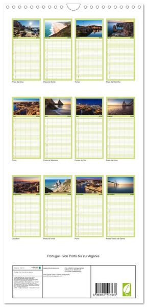 Produktbild: Familienplaner 2026 - Portugal - Von Porto bis zur Algarve mit 5 Spalten (Wandkalender, 21 x 45 cm) CALVENDO