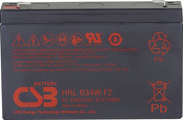 CSB Battery HRL 634W high-rate longlife HRL634W Bleiakku 6V 8.4Ah Blei-Vlies (AGM) (B x H x T) 151 x 99 x 34mm Flachstec