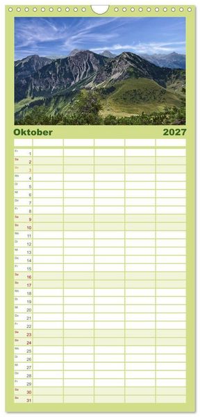 Produktbild: Familienplaner 2027 - Allg&auml;u - Natur pur mit 5 Spalten (Wandkalender, 21 x 45 cm) CALVENDO