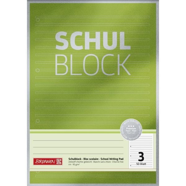 Produktbild: Brunnen Schulblock A4 Lin3 50Bl Premium