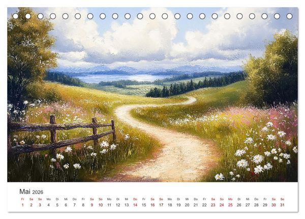 Produktbild: KI-Landschaften - Malerisch durch das Jahr (Tischkalender 2026 DIN A5 quer), CALVENDO Monatskalender