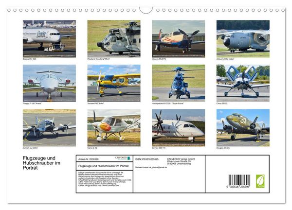 Produktbild: Flugzeuge und Hubschrauber im Portr&auml;t (Wandkalender 2026 DIN A3 quer), CALVENDO Monatskalender