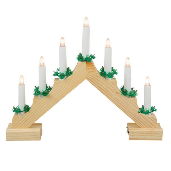 Produktbild: Idena Adventsleuchter 7 LED Kerzenlichter batteriebetrieben natur 40x30cm