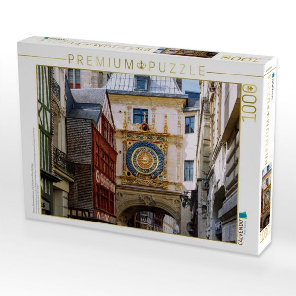 Produktbild: CALVENDO Puzzle Rouen, Fachwerkh&auml;user und Uhrenturm Gros-Horloge | 1000 Teile Lege-Gr&ouml;&szlig;e 64x48cm Foto-Puzzle f&uuml;r gl&uuml;ckliche Stunden