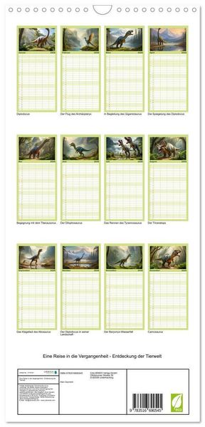 Produktbild: Familienplaner 2026 - Eine Reise in die Vergangenheit - Entdeckung der Tierwelt mit 5 Spalten (Wandkalender, 21 x 45 cm) CALVENDO