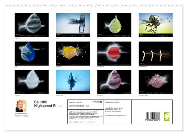 Produktbild: Ballistik Highspeed Fotos (hochwertiger Premium Wandkalender 2026 DIN A2 quer), Kunstdruck in Hochglanz