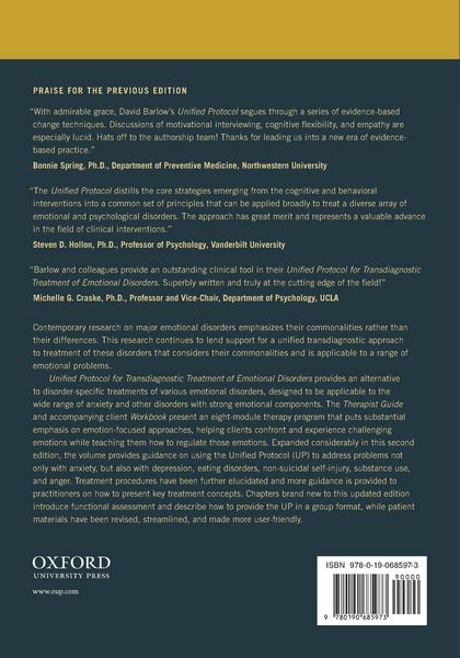 Produktbild: Unified Protocol for Transdiagnostic Treatment of Emotional Disorders