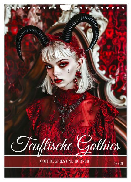Teuflische Gothics - Gothic, Girls und Hörner (Wandkalender 2026 DIN A4 hoch), CALVENDO Monatskalender