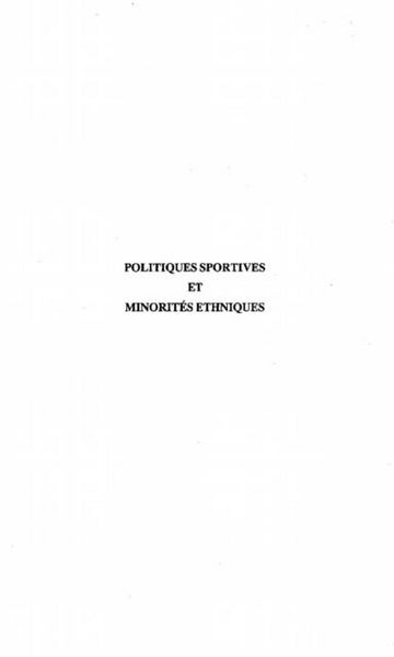 Produktbild: Politiques Sportives Et Minorites Ethniques