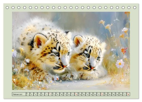 Produktbild: Schneeleoparden. Babys in der leuchtenden Natur (Tischkalender 2027 DIN A5 quer), CALVENDO Monatskalender